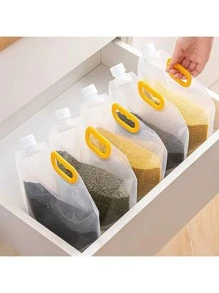 5个带手柄和喷嘴的可重复使用储物袋、分装袋、保鲜袋、防臭防漏冷冻袋，适用于液体午餐、腌制肉类、水果和蔬菜、谷物、家庭厨房用品、厨房配件