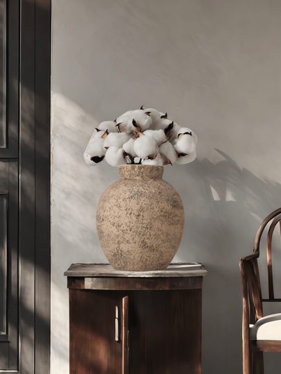 1PC Ceramic Antique Wabi Sabi Short Fat Coarse Vase Japanese Homestay Art ation Rural Farmho Indoor Flower Arrangement Beautiful Entrance Atmosphere Home Room Glass