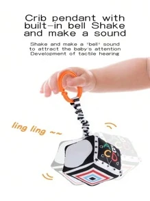 Black & White Rattle For Youngsters - Soothing Grip And Educational Sound Toy, Perfect Birthday Or Holiday Gift Baby Stroller Pendant, Plush Fabric Soothing Children's Toys, Bell Teether Animal Wind Chime Hanging Toys, Entryway Teething Bite Hanging Buckle, Car Hanging Pendant Toy - Multicolor - View 4