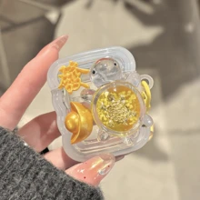 1个可爱3D招财龟宝元宝蓝牙耳机套，带铃铛和星星吊坠，兼容Pro/Pro2/1/2/3/4/Pro2 - 彩色 - 查看 11