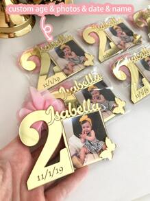 20/10/5/1 pieza Marco de fotos personalizado, Marco de fotos de acrílico con espejo, Marco de fotos de cumpleaños personalizado, Edad, fecha, foto, nombre personalizables, Regalos personalizados, Decoraciones de cumpleaños, Decoraciones de fiesta de baby shower