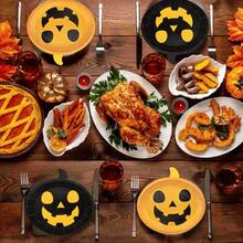 Halloween Kürbis Pappteller für Tischpartys und Feiern, 26cm/10,3 Zoll Einweg Kürbis-förmige orange/schwarze dekorative Geschirr Dessert- und Dinnerplatten für Familienfeiern, Geburtstagsfeste, Hochzeiten, Picknicks, BBQ