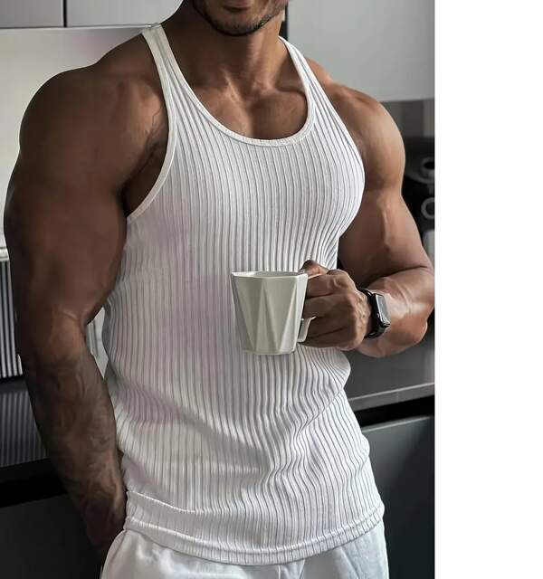 Regata Masculina Slim Fit Canelada - Camiseta Confortavel Uso Casual Design Masculino