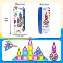 26/42 Ensemble de blocs de construction magnétiques mini portables, boîte en métal, ensemble de blocs magnétiques de voyage, compact et pratique, couleurs vives et designs amusants, meilleur cadeau d'anniversaire/Noël pour les garçons et les filles - Multicolore - Voir 5