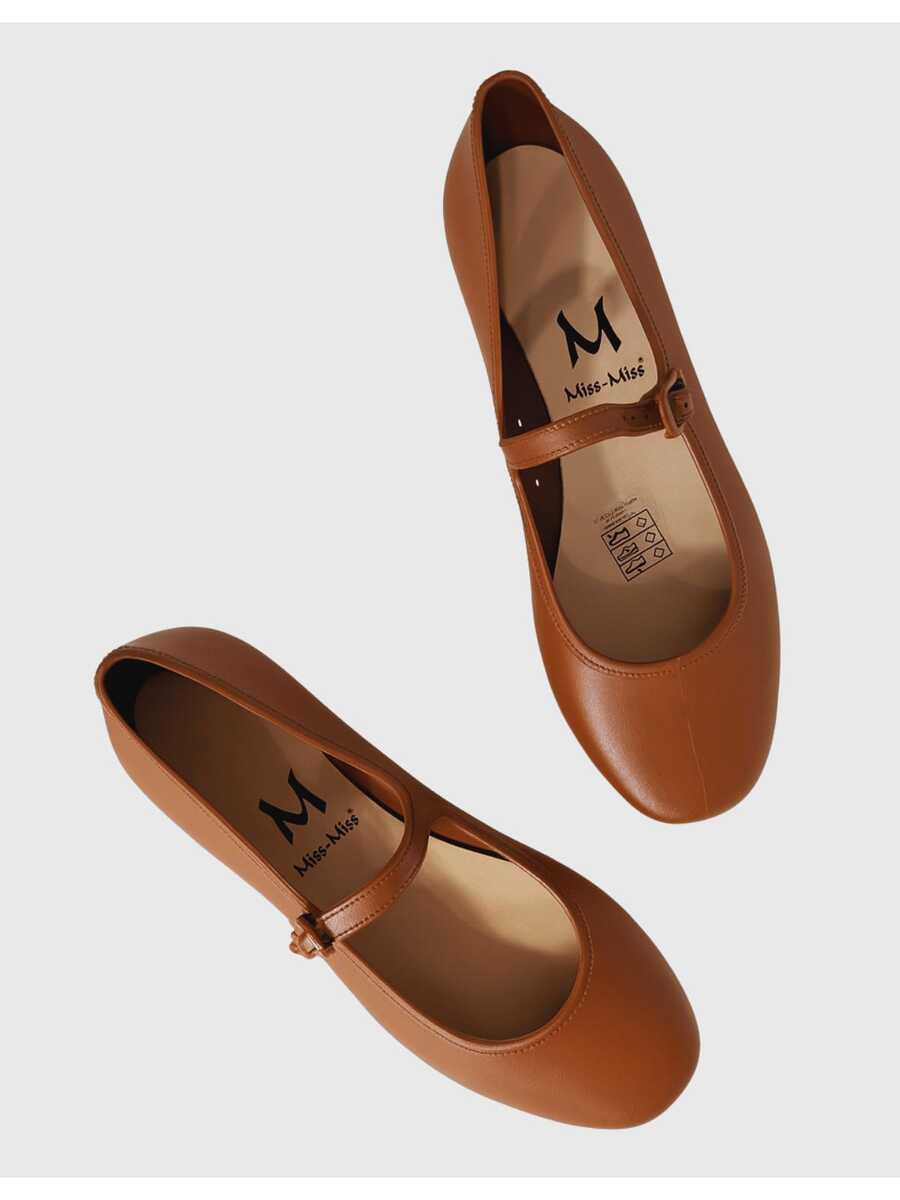 Classic Miss Women's Mary Jane Doll Round Toe Flats - 駝色 - 查看 1