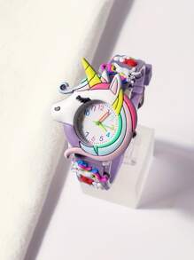1 件新款时尚可爱独角兽石英手表，送给女孩的礼物 - 彩色 - 查看 1