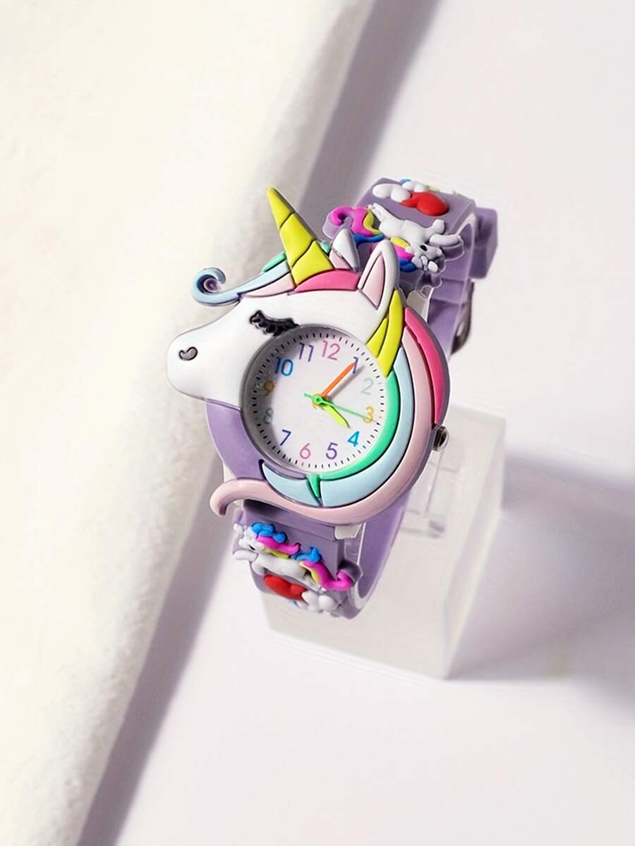 1 件新款时尚可爱独角兽石英手表，送给女孩的礼物 - 彩色 - 查看 1