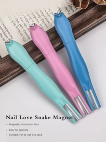 1 件强力可拆卸心形和蛇皮磁性猫眼美甲工具，3 色磁性美甲沙龙工具 - 彩色 - 查看 4
