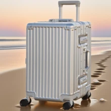 Luggage Travel Suitcase Carry On Luggage PC+ABS Suitcases With Double Spinner Wheels Airline Approved Luggage With TSA Lock 20 Inch,Vacation - Bạc - Xem 1