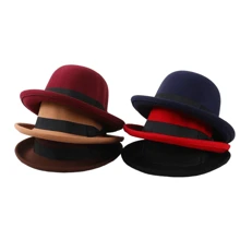 1pc Autumn/Winter New Wool Felt Wide Brim Hat, British Style Jazz Hat, Solid Color Fedora For Men