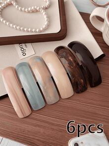 1pc/4pcs/6pcs High Quality Fashion Hair Clips, Spring Clamps, Large French Style Hair Clips For Girls, Hair Accessories, Shiny Oval Arch Hair Clips, Head Accessories - Multicolor - View 21