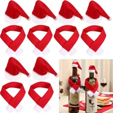 5 Stück Weihnachts-Weinflaschenverschluss-Mützen- und Schal-Set, Schneemann Mini-Weinflaschenverschluss-Tasche, Weihnachtsmann-Set, Weihnachtspullover-Party-Bevorzugung, Dekoration Zuhause, Geschenkausstattung, Weihnachtsdekorationen, Weihnachtspyjamas, Weihnachtsgeschenke, Weihnachtsdekoration