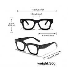 1 件女士方形无度数眼镜，百搭复古简约风格 - 黑框白片 - 查看 4