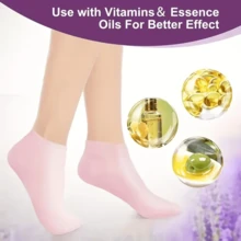 2 件硅胶保湿足袜，高弹力压力袜（适用于龟裂足部），足部护理袜，按摩保湿凝胶袜，足部护理袜工具，适用于皮肤干燥、足部干燥、皮肤粗糙的男性和女性，家庭足部护理，与您最喜欢的乳液和面霜一起使用，足膜袜