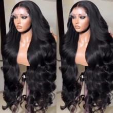 MECRY 34英寸 200%密度 13*6蕾丝前假发 - 自然黑色波波头假发 8-36英寸 - 巴西原生高清透明蕾丝前假发，无需胶水，混合发丝，逼真发际线 - 混合发丝，由真人发、合成纤维和蛋白质纤维制成 - 无需胶水，无需技巧，真人发，自然中分波浪假发 - 适合所有人，佩戴方便 - 自然色&黑色系 - 查看 8