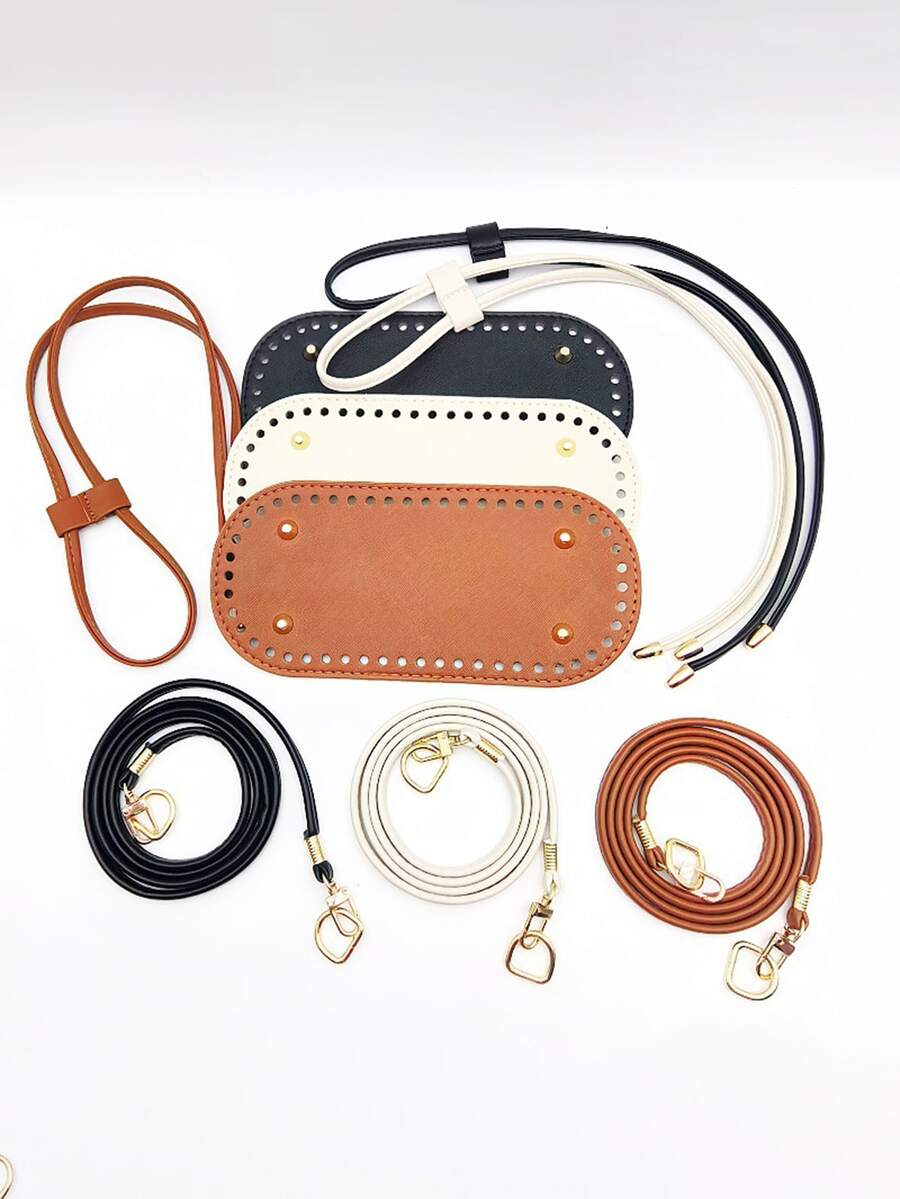 3 Piezas Kit de Fabricación de Bolsos DIY con Cadena, Base de Bolso de Cubo de PU y Correa para el Hombro, Accesorios de Bolso de Ganchillo