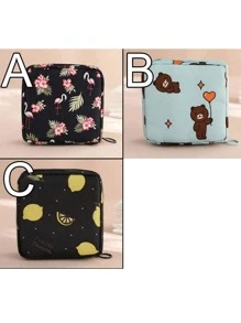 3件/1件卫生巾收纳袋，印花收纳袋，卫生巾收纳袋，拉链牛津布月经垫袋，女士便携式化妆口红包，化妆口红包，旅行耳机更换收纳袋卧室配件和旅行必需品，适用于圣诞节春节假期聚会派对礼物