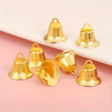 Golden 20pcs Cast Iron Jingle Bell Ornaments - Christmas Tree Decorations For DIY Wreaths, Holiday & Valentine's Day Hanging Accessories, Christmas Gift Room Decor - Multicolor - View 1