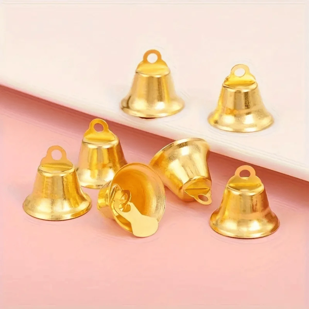 Golden 20pcs Cast Iron Jingle Bell Ornaments - Christmas Tree Decorations For DIY Wreaths, Holiday & Valentine's Day Hanging Accessories, Christmas Gift Room Decor - Multicolor - View 1