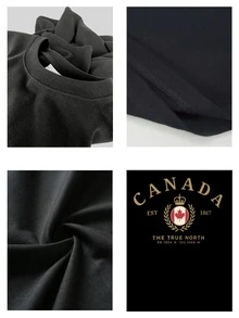 Men's Cotton T-Shirt With Pattern Print, Featuring "Canada" And "The True North", Est. 1867 Design