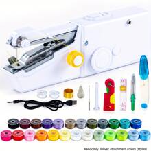 CS-101B 便携式手持电动缝纫机,适用于DIY缝纫、布料、服装、旅行、家庭使用,USB或AA电池供电,易于使用,是初学者的理想之选,尺寸小巧,8.2英寸×2.7英寸×1.2英寸。(注:仅适用于轻薄面料/配件,颜色随机) - 白色 - 查看 13