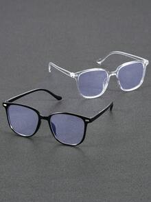 3 pares de gafas cuadradas de plástico con montura completa, de estilo moderno y minimalista, para hombres. Conjunto de gafas transparentes básicas, adecuadas para volver al colegio, la vida diaria, la oficina, la lectura, ver la televisión, jugar y decorar con el teléfono móvil, entre otros usos. - transparente - Ver 3