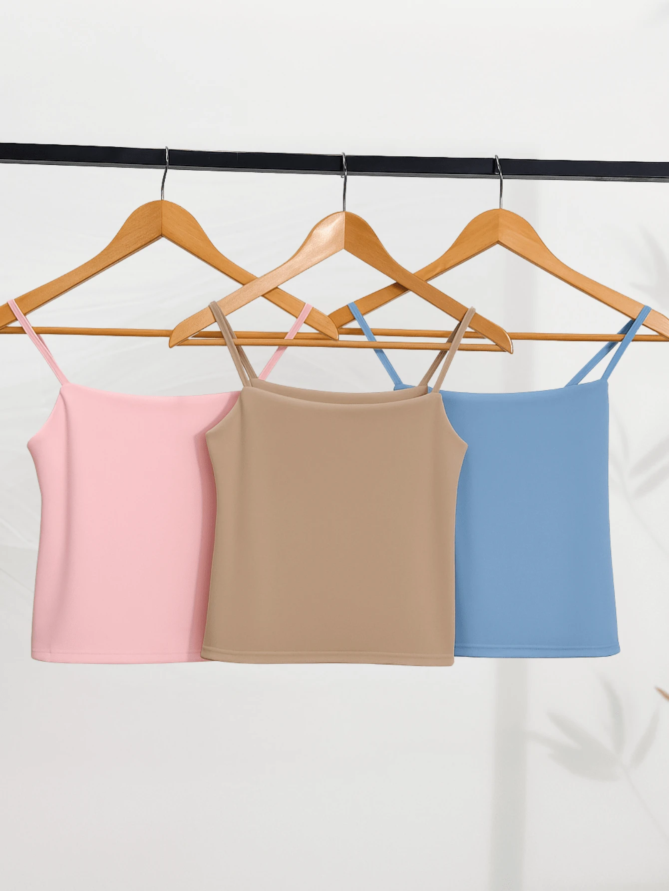 Kit 3 Cropped Women's Tank Top Strappy Basic Summer Suplex - Baby Blue/Baby Pink/Nude - View 1