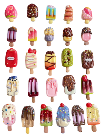 10 件各式各样的仿冰淇淋 DIY 剪贴簿贴纸、纽扣、耳环、发饰、工艺装饰贴纸