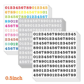 5/10pcs 0.5 Inch Waterproof Vinyl Numeric Stickers, Small Size Office Industrial Number ID Date Digits Decals