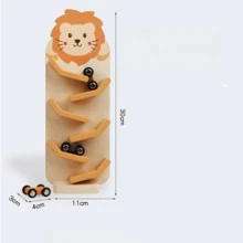 Kids Wooden Cartoon Slide Car Race Track Glider Car Visual Tracking Early Education Focus Training Game Toy, Suitable For Boys Girls Birthday Christmas Halloween Gifts