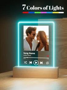 A Personalized Collage Photo LED Night Light For Couples, Custom Acrylic Night Light With Photos And Text, Customized Photo Lamp, Personalized Photo Collage LED Light, Couple Photo Frame, Multi-Functional, Ornamental, Reusable, Exquisite, Stylish, High-Quality, Colorful, Modern, Ideal Gifts For Her, Boyfriend, Dad, Girlfriend, Mom, Family, Friends, Tea Room