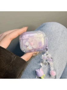 3D Flower Protective Case Compatible With IPhone Earphone Case, New Wireless For AirPods 4th Gen Earbuds Case Compatible With AirPods 3/Pro/Pro2 - Purple - View 4