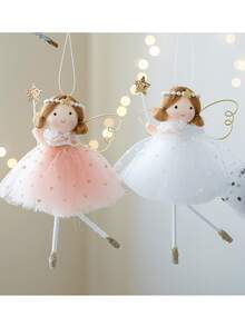 1 件圣诞装饰天使挂件 - 可爱女孩，带翅膀，身穿闪亮连衣裙，饰有金色星星 - 适用于圣诞树、家居和橱窗展示，圣诞节和新年礼物，节日装饰，圣诞装饰品 - 彩色 - 查看 7