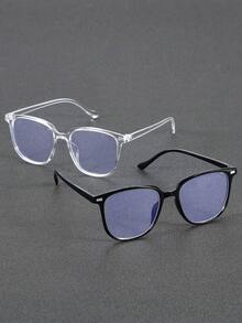 3 pares de gafas cuadradas de plástico con montura completa, de estilo moderno y minimalista, para hombres. Conjunto de gafas transparentes básicas, adecuadas para volver al colegio, la vida diaria, la oficina, la lectura, ver la televisión, jugar y decorar con el teléfono móvil, entre otros usos. - transparente - Ver 2