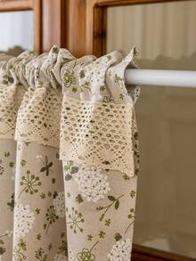 1pc Pastoral Floral Curtain, Fresh Style Partition Shading Short Curtain, Linen-Like Fabric Half Curtain, Cabinet Decor Door Curtain, Blackout Curtain - Multicolor - View 8