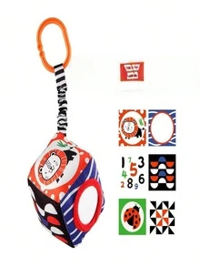 Black & White Rattle For Youngsters - Soothing Grip And Educational Sound Toy, Perfect Birthday Or Holiday Gift Baby Stroller Pendant, Plush Fabric Soothing Children's Toys, Bell Teether Animal Wind Chime Hanging Toys, Entryway Teething Bite Hanging Buckle, Car Hanging Pendant Toy - Multicolor - View 5