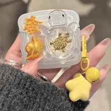 1个可爱3D招财龟宝元宝蓝牙耳机套，带铃铛和星星吊坠，兼容Pro/Pro2/1/2/3/4/Pro2 - 彩色 - 查看 17