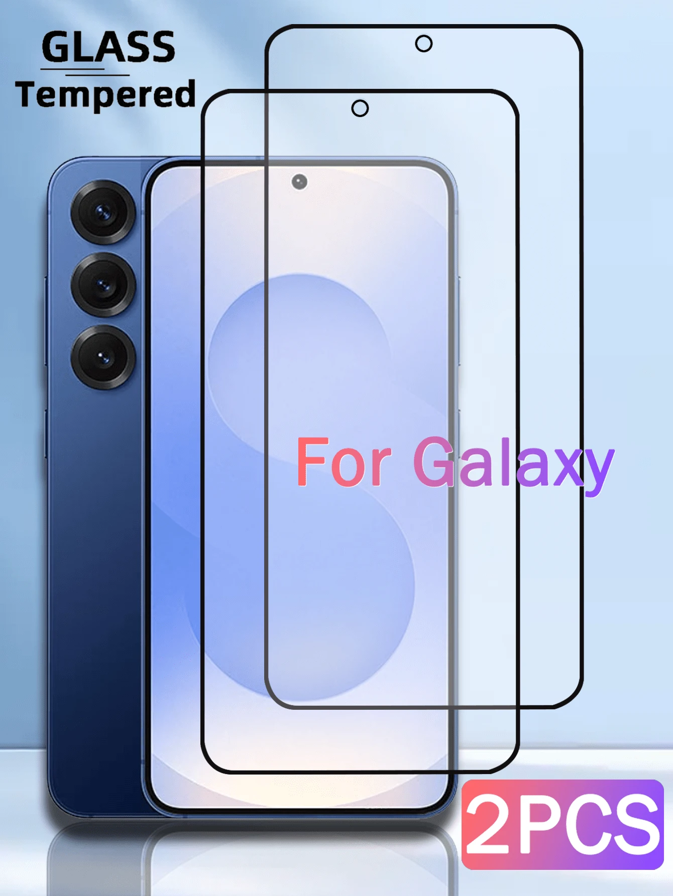 2 Packs For Galaxy Screen Protector, High-Definition Transparent Tempered Glass ,No White Edge, Scratch-Resistant Design Screen Protection Essentials, Applicable To Daily Shield, Office, Home Phone Screen Protector Phone Accessories Waterproof Shockproof Anti-Fall Anti-Fall Anti-Fingerprint Full Cover - Black - View 1