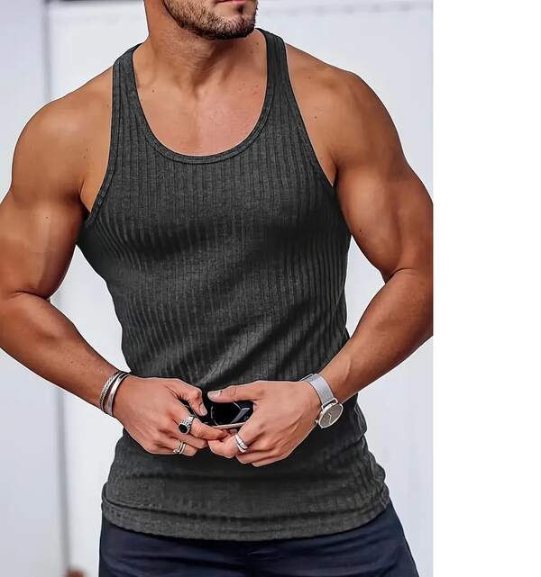 Regata Masculina Slim Fit Canelada - Camiseta Confortavel Uso Casual Design Masculino