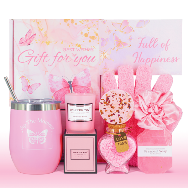 Spa Gift Basket Rose/Lavender Spa Kit For Women - 9 Pcs Rose/Lavender Scented Spa Gift Set, Home Spa Set Mothers Day Gifts For Mom Happy Birthday Gifts For Women Mom Her Friend Sister Wife Grandma, Self Care Gifts Get Well Gifts