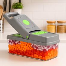 Living And Home 14-In-1 Complete Kitchen Vegetable Chopper Set (8 Blades + Container + Drain Basket) – Affordable & Practical For Daily Cooking - Gray Green - View 3