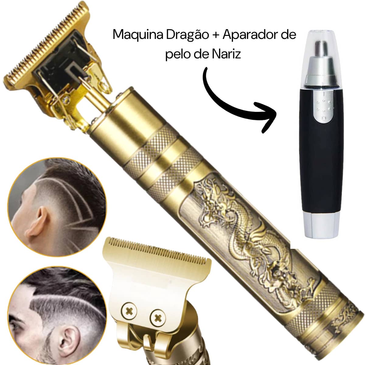 Kit Com Barbeador Profissional Com Aparador de Nariz Bivolt Cortar Cabelo Dragão
