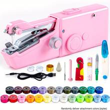 CS-101B Portable Handheld Electric Sewing Machine, Suitable For DIY Sewing, Fabrics, Garments, Travel, Home Use, USB Or AA Battery Powered, Easy To Use, Ideal For Beginners, Compact Size 8.2"X2.7"X1.2", (Note: Only For Lightweight Fabrics/Accessories Color Random) - Pink - View 19