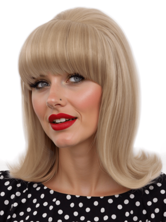 14英寸/35厘米复古卷刘海假发，合成纤维假发，复古风格假发，适合日常、派对、角色扮演、万圣节、圣诞节等场合。