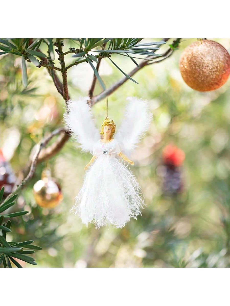 1pc Charming Plush Angel Christmas Tree Ornament - Ideal For Holiday Decor And Gifts, Suitable For Christmas Tree Decoration, Car Hanging Decor, Easy Hanging Design
