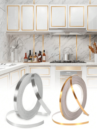 Tiras autoadhesivas de calafateo, tiras de calafateo impermeables para azulejos, línea de calafateo, tiras de calafateo para piso de sala de estar, dormitorio, azulejos, línea de calafateo de acero inoxidable autoadhesiva