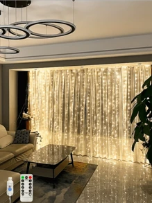 2 pièces 100/200/300 Guirlandes Lumineuses de Rideau avec 8 Modes, Alimentées par USB avec Télécommande, Guirlandes Lumineuses Féeriques Idéales pour Mariage, Noël et Décoration de Fête à la Maison