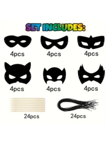 6pcs/12pcs/24pcs Topeng Kertas Seni Gores Bertema Pahlawan, Cocok untuk Set DIY Topeng Kertas Buatan Tangan, Hadiah Pesta Pahlawan, Karnaval Melukis, Dekorasi Halloween - MultiWarna - View 6