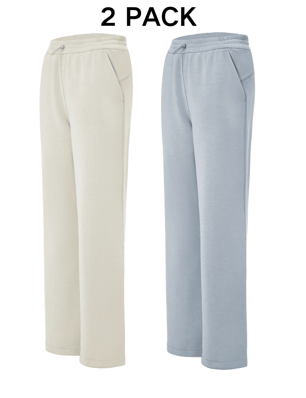 2 Pcs Set Women's Soft Rayon Sweatpants Lightweight Breathable Workout Trousers With Adjustable Shockcord - 彩色 - 查看 1