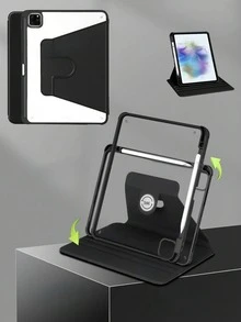 1 件 360° 旋转透明亚克力黑色 iPad 保护套，带笔槽、唤醒/睡眠功能、3 种支架模式、4 角防摔保护，兼容 iPad Mini 6/Mini 7/9.7/10.2/10.5/Air 4/Air 5/10th/10.9/Pro 11"/Air 11"(M2)/Air 13"(M2)/Pro 11"(M4)/Pro 13"(M4) 2024 12.9"/iPad Air 13"(M3 2025)/iPad Air 11 英寸 (M3) 2025/iPad (A16) 11 英寸第 11 代 2025 型号 - 黑色 - 查看 1